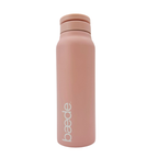 light Pink water bottle with 'baede' branding on a white